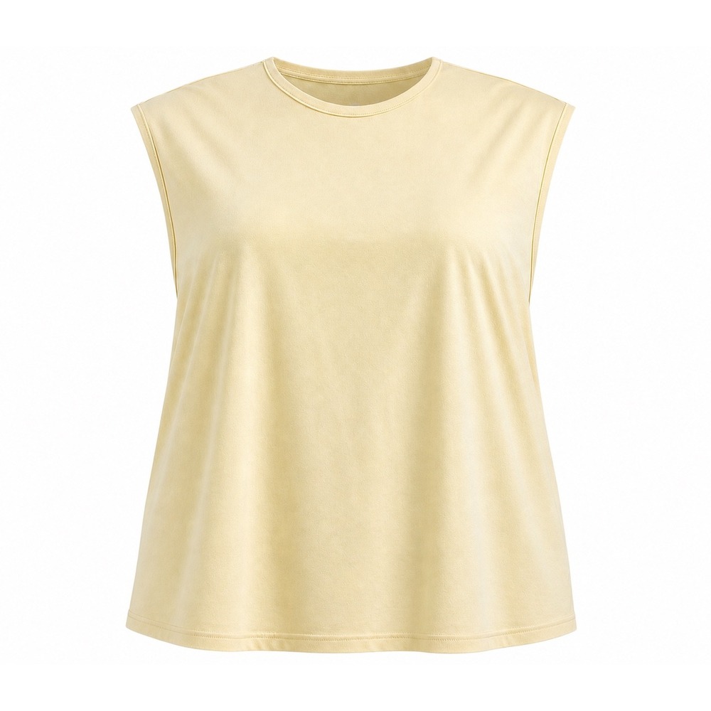 Blair Women 3X Yellow Sleeveless Knit Tank Top‎ Crew Neck Casual Basic Layering